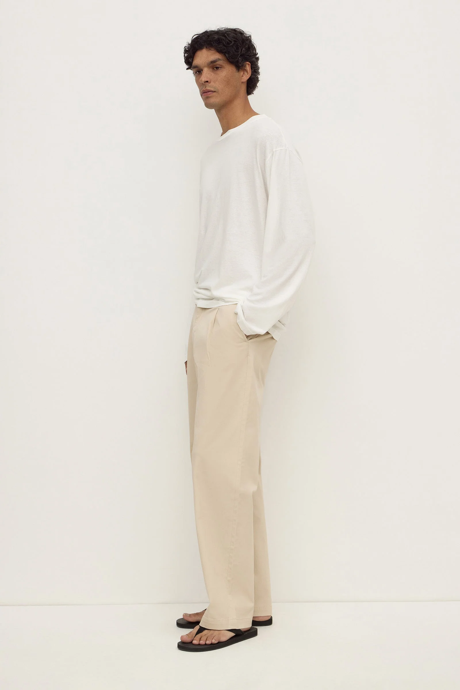 Pebble Pleated Cotton Chino