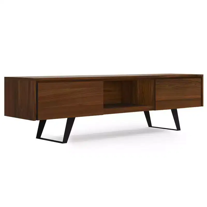 Mitchell 72" TV Stand for TVs up to 80" Walnut - : Media Console with Fixed & Open Shelves