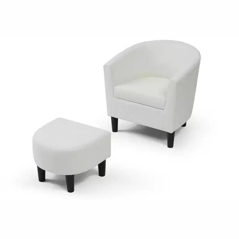 Passion Furniture Salem Faux Leather Accent Chair with Ottoman