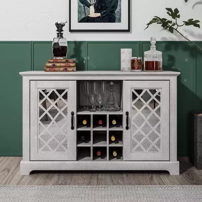 Galano 2-Door Cabinet with Bottle Storage and Cut-Out Door Design 45.7 W  15.7 D  29.3 H