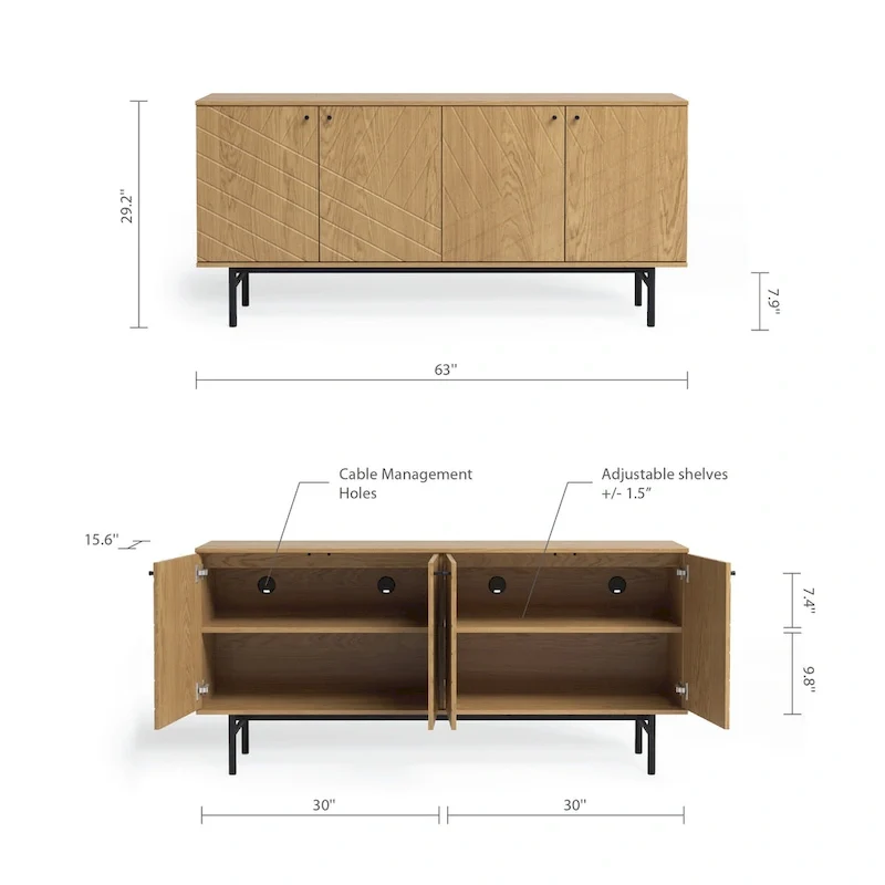 63 Wide Sideboard with Geometric Design