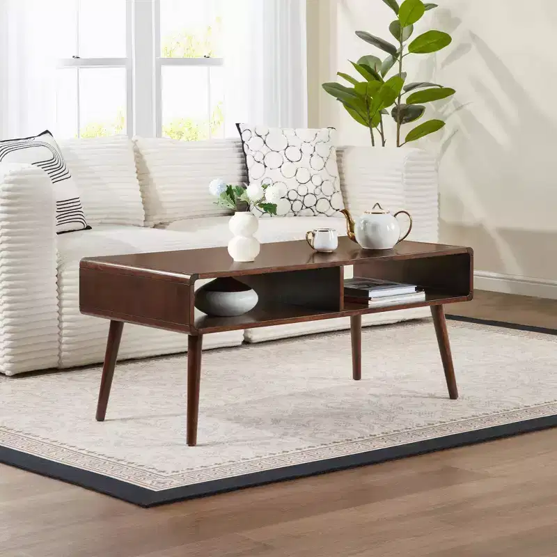 Napa Valley Coffee Table Espresso - Breighton Home: Mid Century Modern, Storage Shelf