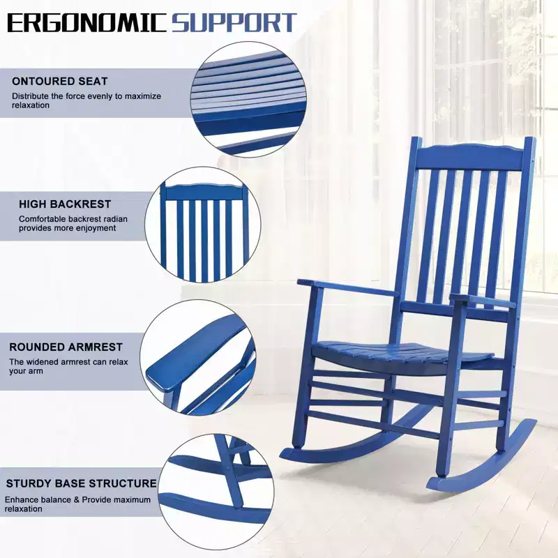 Karl Home | 24-Inch Solid Wood Patio Rocking Chair
