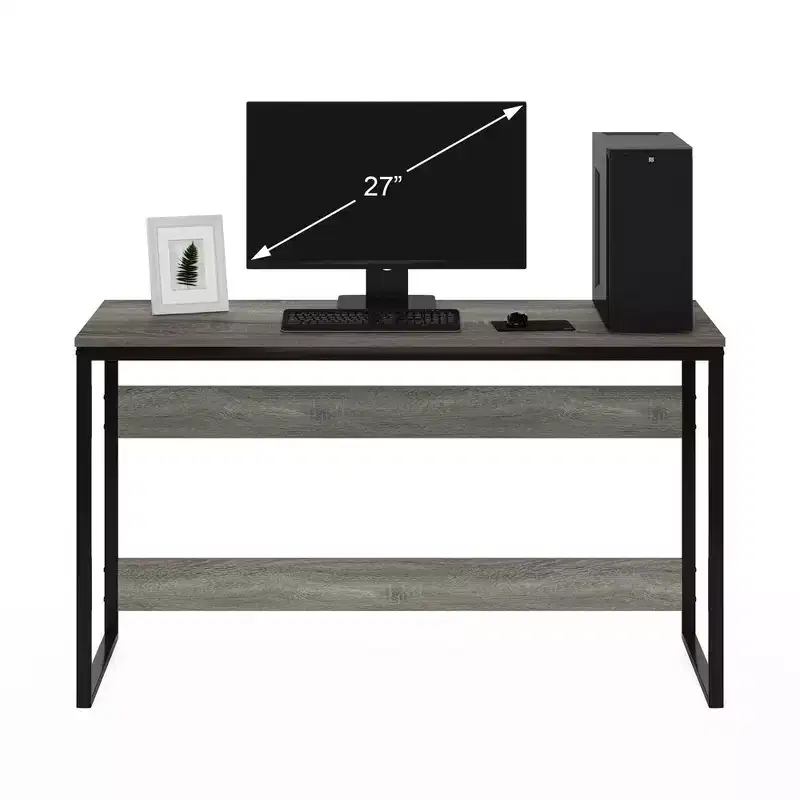 Furinno Modern 52 Wide Computer Desk Metal Frame Writing Study Laptop Table Home Office Workstation,French Oak Grey