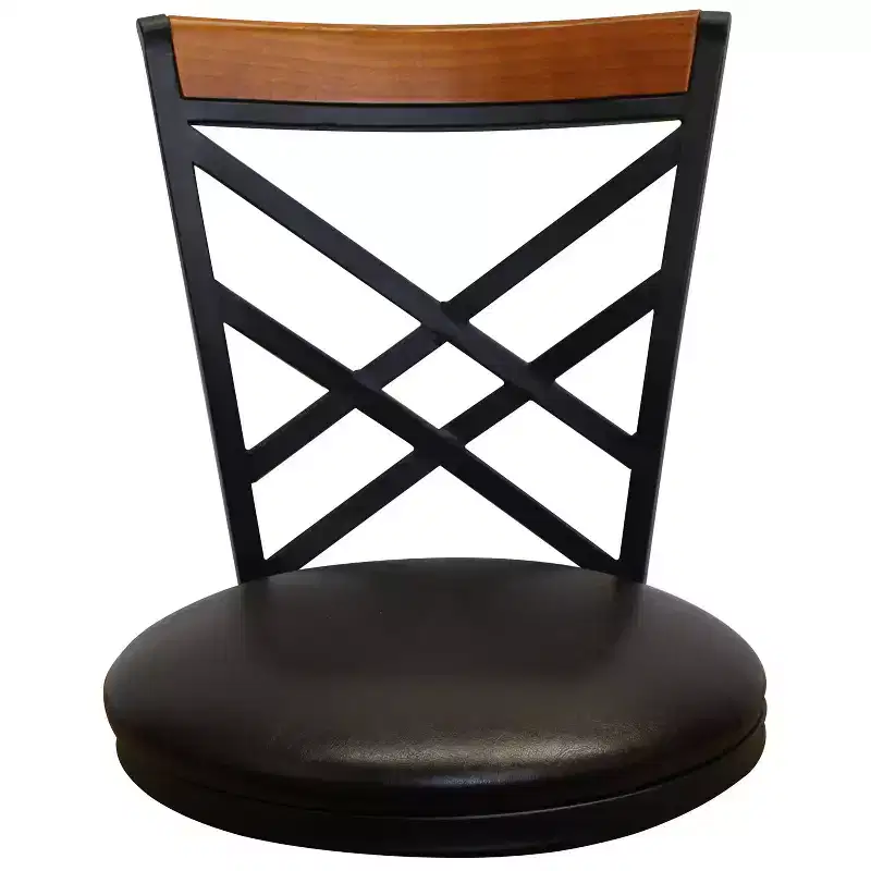 Swivel Metal Kitchen Counter Barstool with Double X Back Upholstered Faux Leather Seat, Espresso and Black,