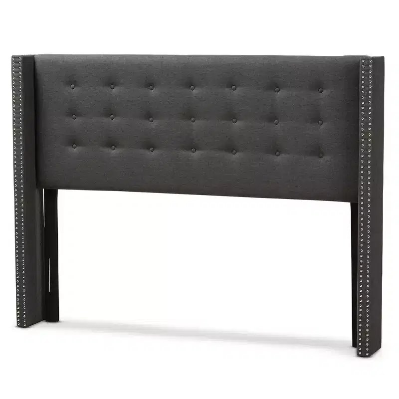 Queen Ginaro Modern Winged Headboard with Nailhead Trim - Baxton Studio: Upholstered, MDF Frame