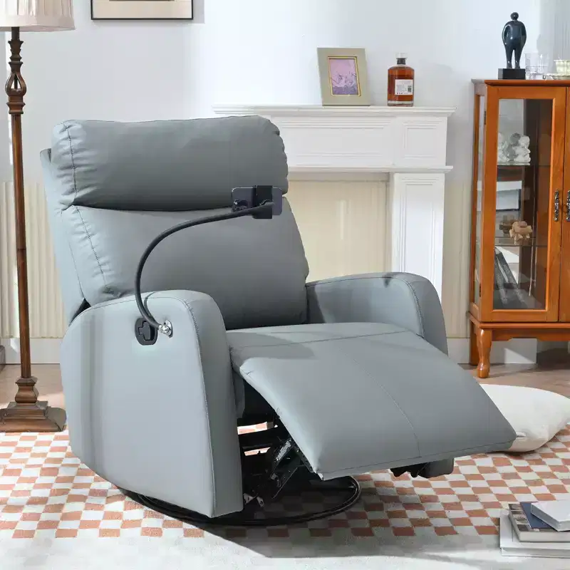 360 Swivel Recliner Nursery Rocking Chair Rocker Glider Single Sofa Accent Chair Leisure Lounge Chair with Phone Holder