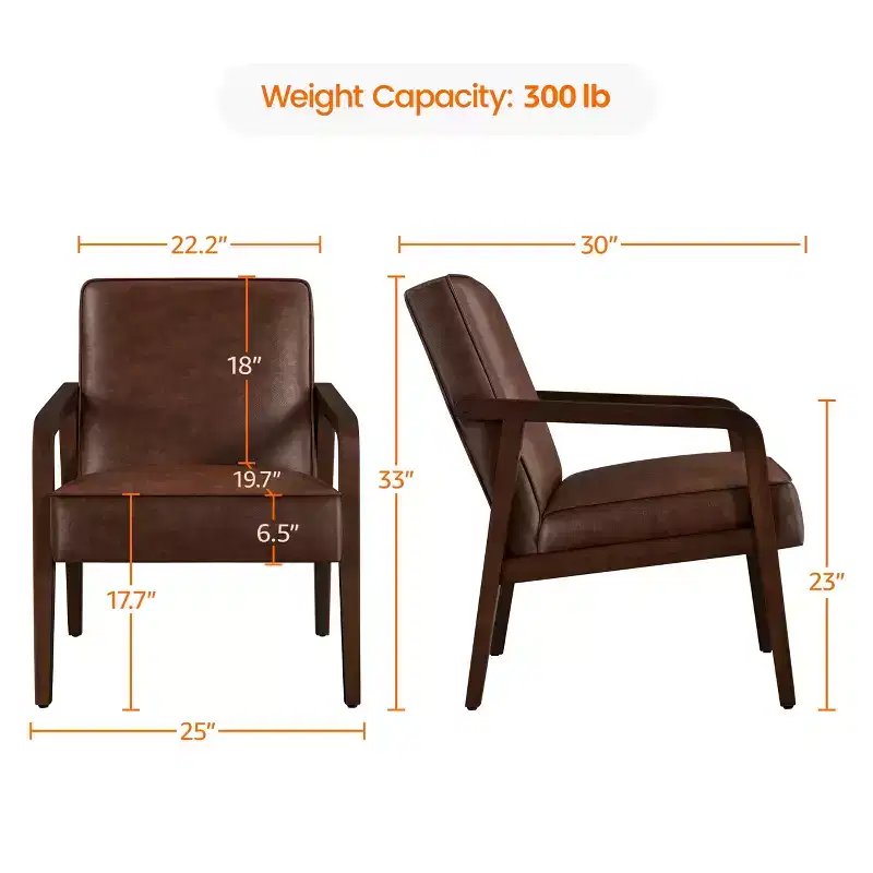 Modern Faux Leather Upholstered Accent Chair Armchair