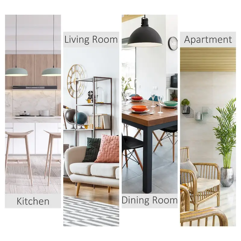 HOMCOM 5 PC Modern Counter Height Dining Set Compact Kitchen Table 4 Chairs Set with Footrest, Metal Legs, Wood