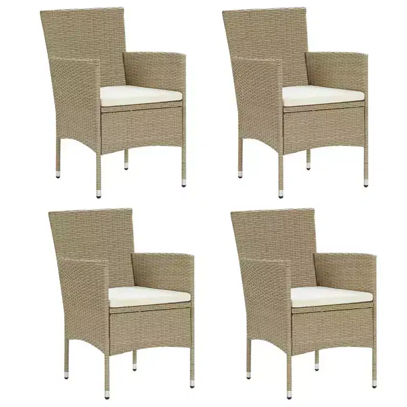 vidaXL 4x Garden Dining Chairs Poly Rattan Outdoor Balcony Dinner Multi Colors