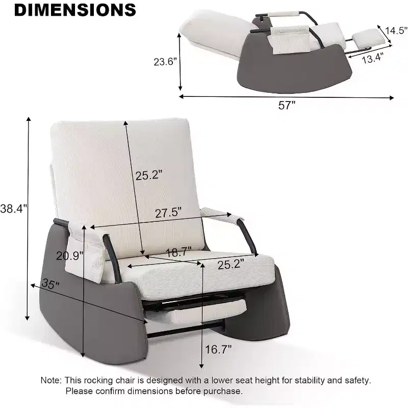 Acekool 3-Position Glider - Foldable Rocker with Hidden Footrest