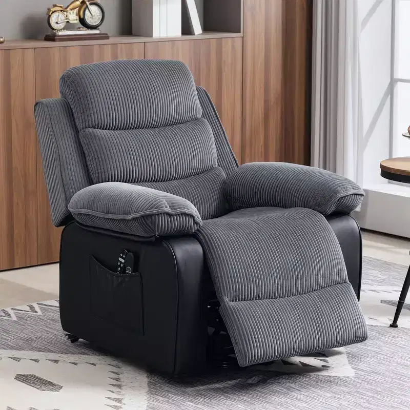 Power Lift Recliner Chair with Massage and Heat, Electric Lift Chair with Remote Controllers and Side Pockets, Gray