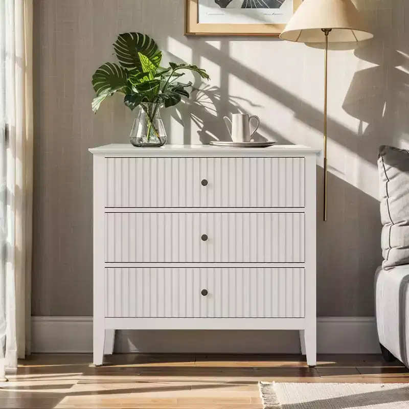 Heynemo Fluted 3 or 5 Drawer Dresser  Tall Striped Chest with Silent Slides for Bedroom, Living Room, Hallway, Entryway