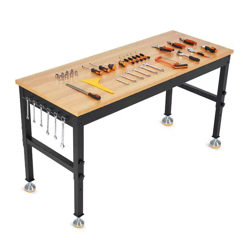 Adjustable Workbench, Heavy Duty Tabletop, for Garage, Workshop, Repair Shop, Home Office