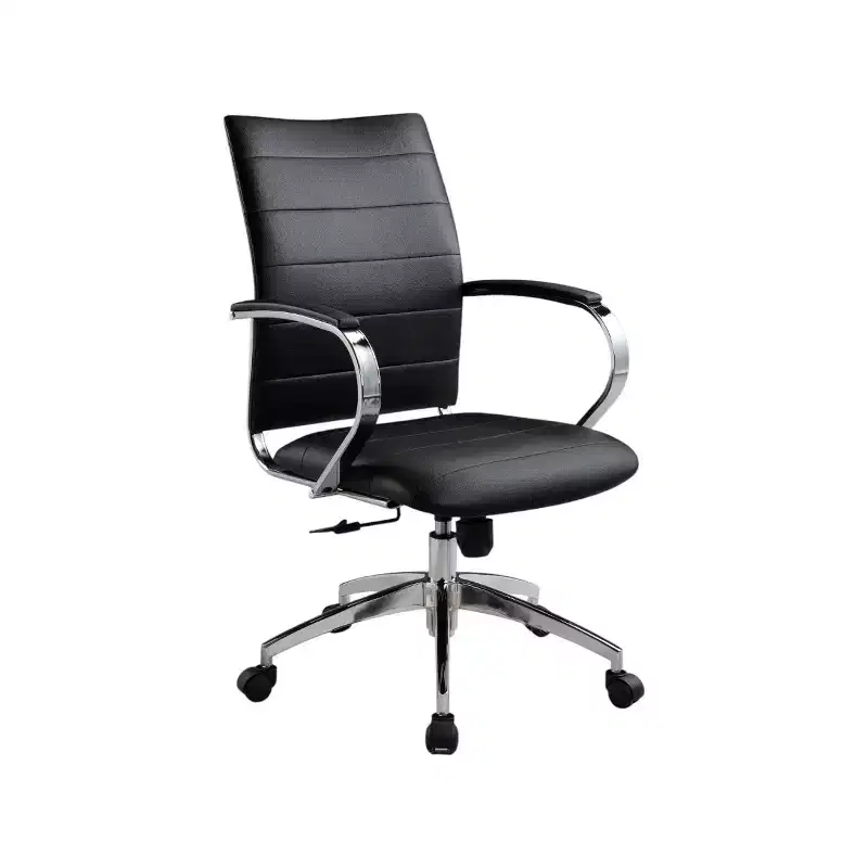 Black & Silver Swivel Office Chair for 1, Fixed Arms, Casters