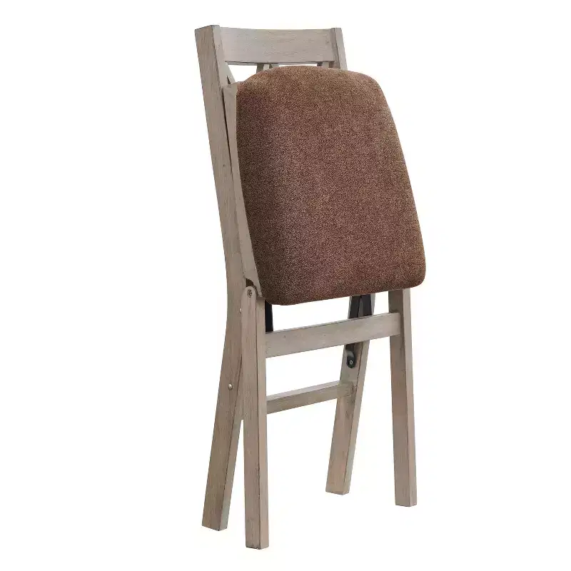 Stakmore Set of 2 Folding Chair Driftwood Finish Upholstered, Fully Assembled, Hardwood Frame
