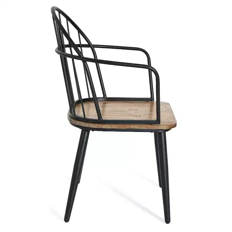 Christopher Knight Home Loftia Modern Iron Frame Dining Chairs(Set of 4), Brown/Black