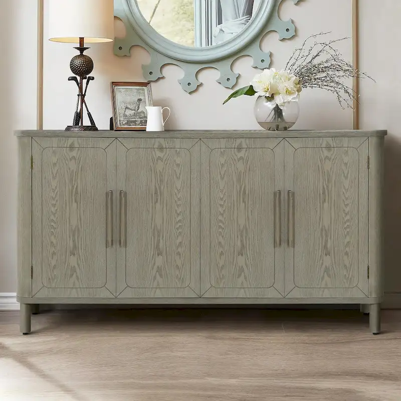 Curved Countertop Storage Cabinet with Four Doors