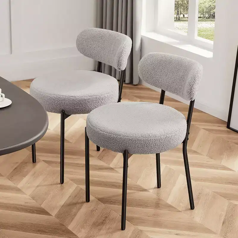 MAYEERTY Comfort Upholstered Dining Chair Gray Seat Cushion Black Steel Frame Backrest for Dining Room Bedroom