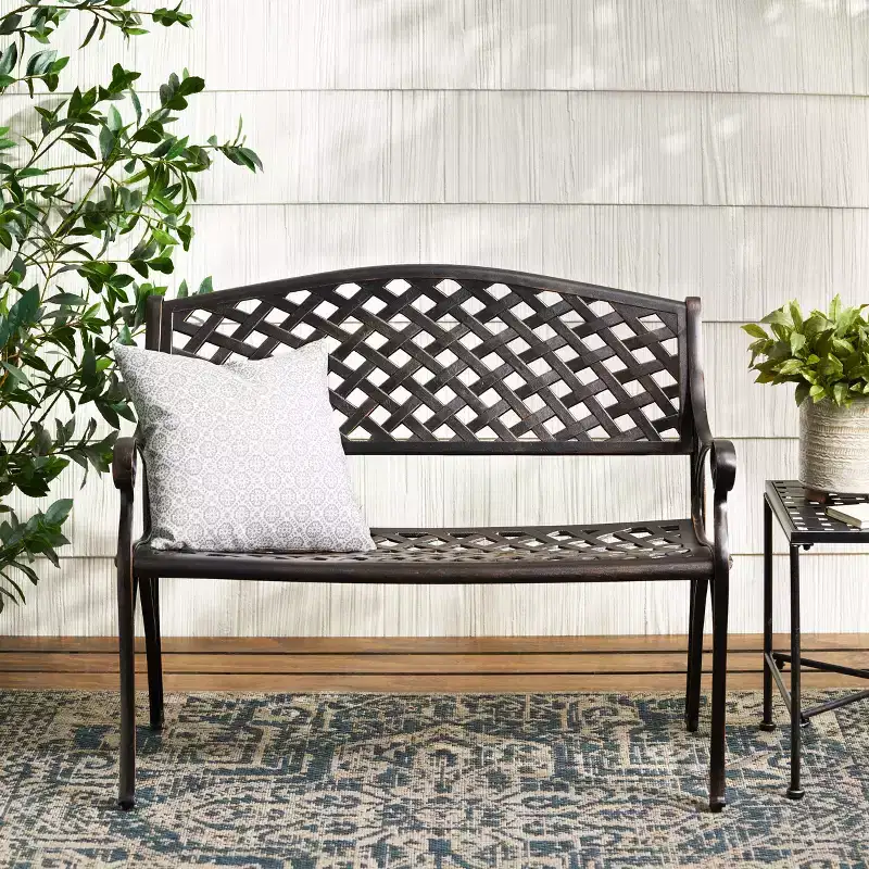 Christopher Knight Home Cozumel Outdoor 40.75 Cast Aluminum Bench, Shiny Copper