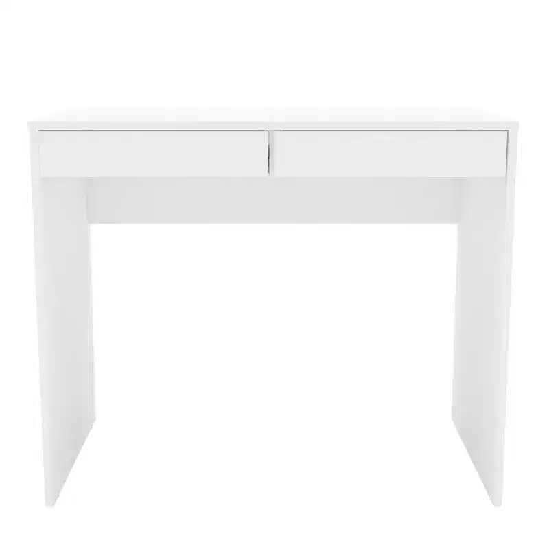 Tijuca 2 Drawer Compact Student Desk White - Polifurniture: Modern Style, Space-Saving Design, Adult Assembly