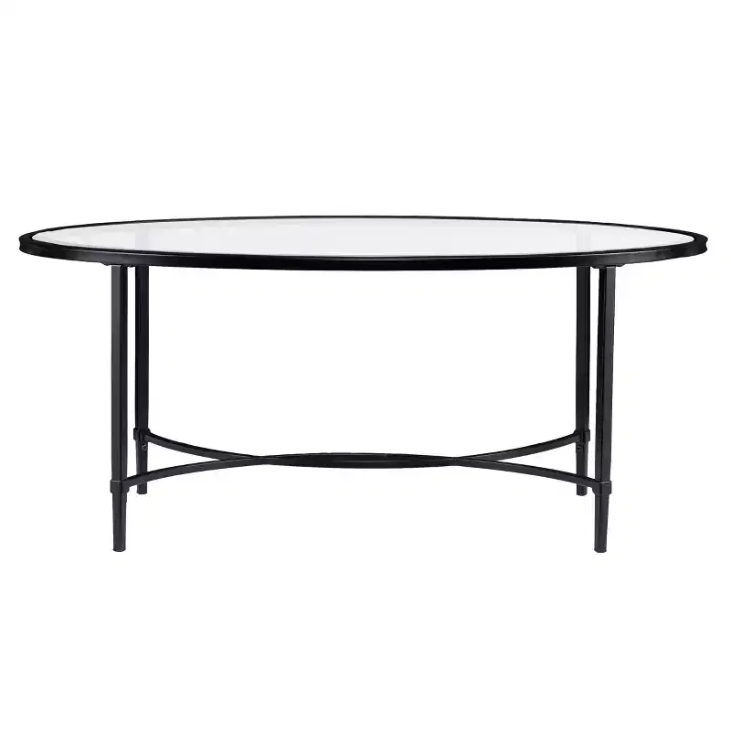 Quinton Metal/Glass Oval Cocktail Table - Black - SEI