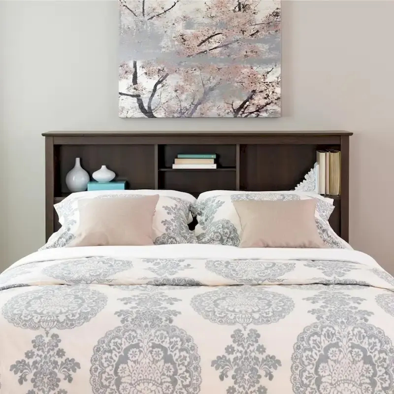 Espresso Full/Queen Bookcase Headboard