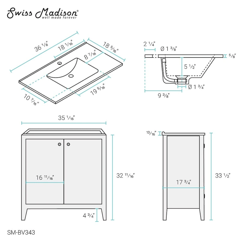 Pur 16.5 Square Wall-Mount Bathroom Sink - Brown