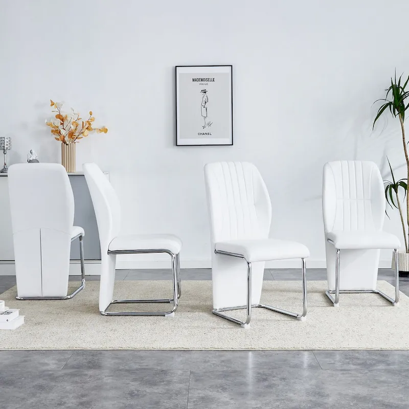 Set of 4 modern minimalist dining chairs in PU material