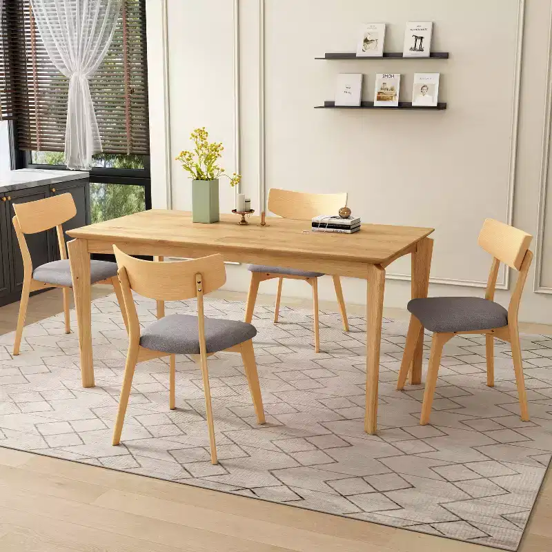 Christopher Knight Home Adrian Mid-Century Modern 5-Piece Wood Dining Table Set with Upholstered Dining Chairs