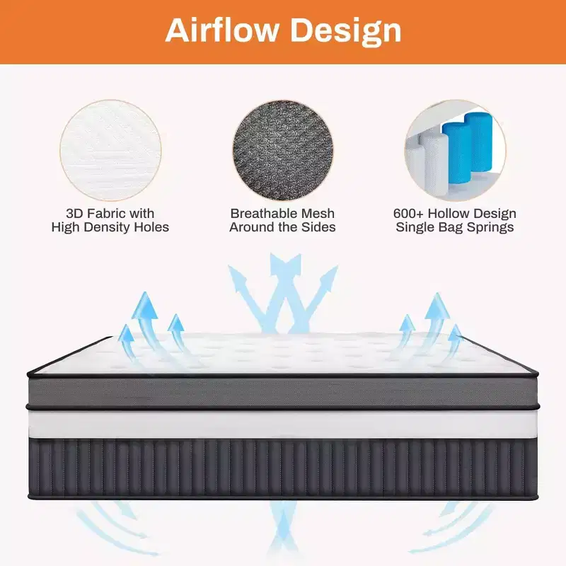 14 Inch King Mattress, Gel Memory Foam Hybrid Mattress in a Box, Pocket Spring Support with Motion Isolation & Pressure Relief,Medium Firm,CertiPUR-US
