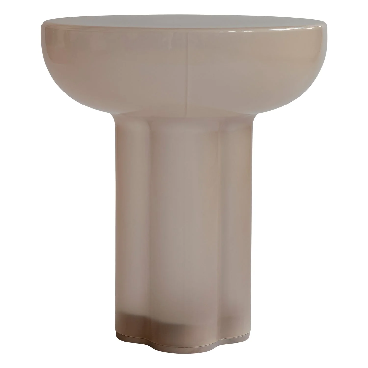Brutalist Mouth-Blown Glass Tall Side Table with Cylindrical Column Legs for Living Rooms