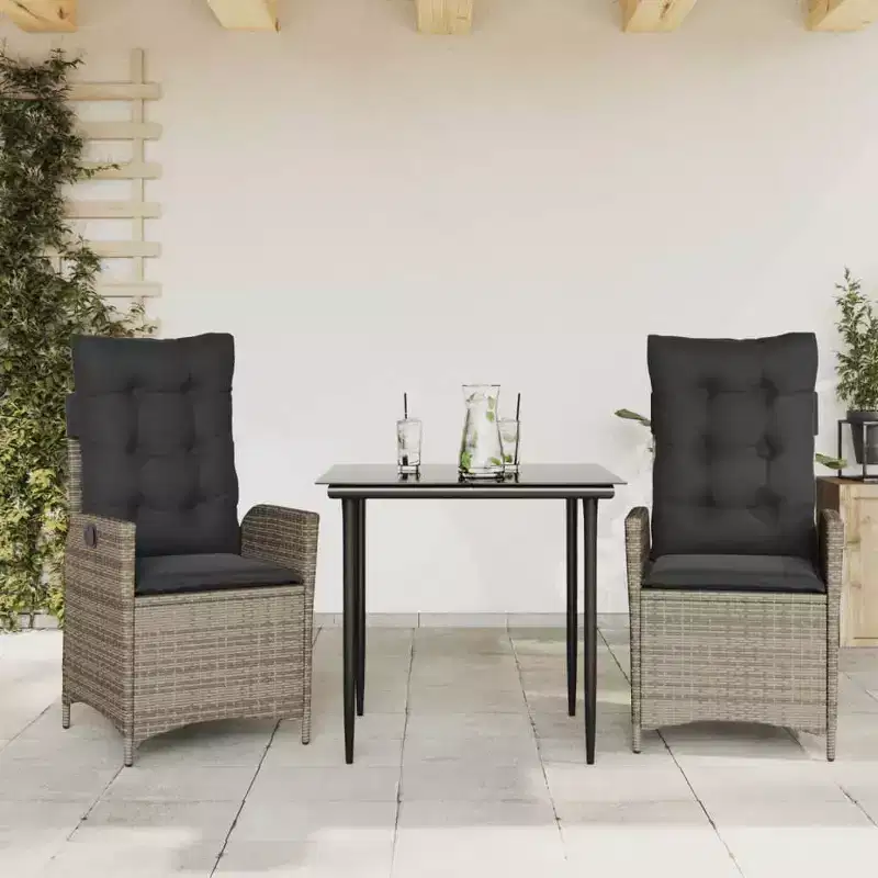 vidaXL Flexible Garden Dining Set with Cushions - Poly Rattan