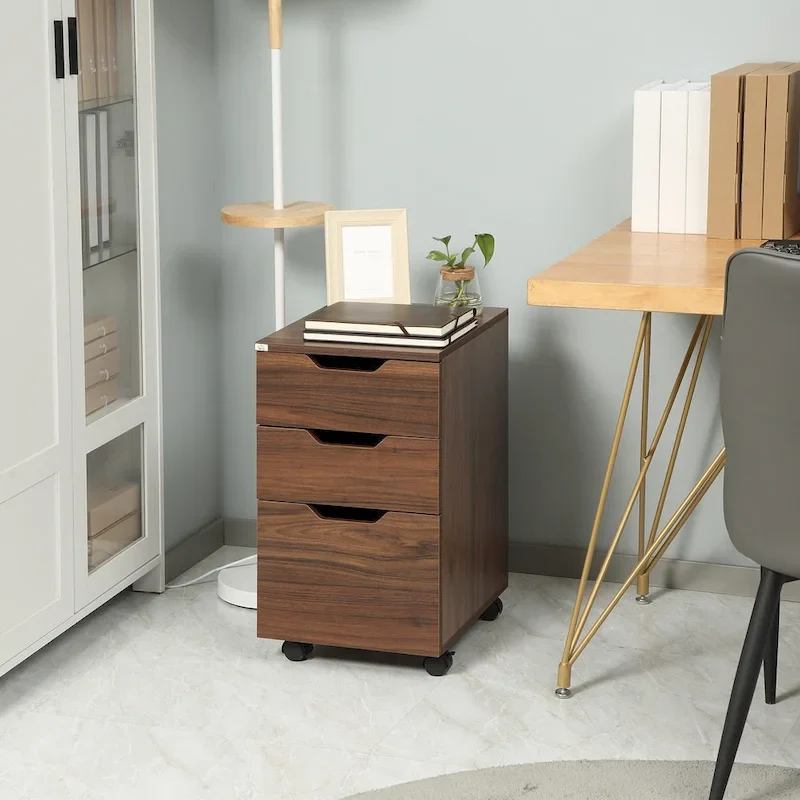 HOMCOM 3 Drawer Mobile File Cabinet, Rolling Printer Stand, Vertical Filing Cabinet