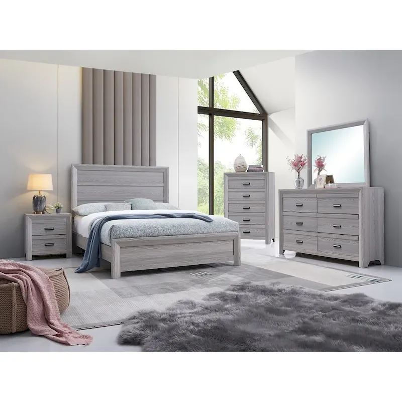 5 Piece Gray Panel Bedroom Set