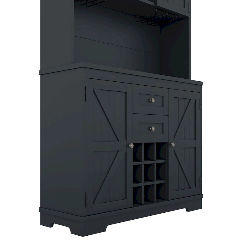 Coffee Bar Cabinet with Drawers, Freestanding Kitchen Pantry with Shelves and Cabinets, Buffet Cabinet with Glass Racks