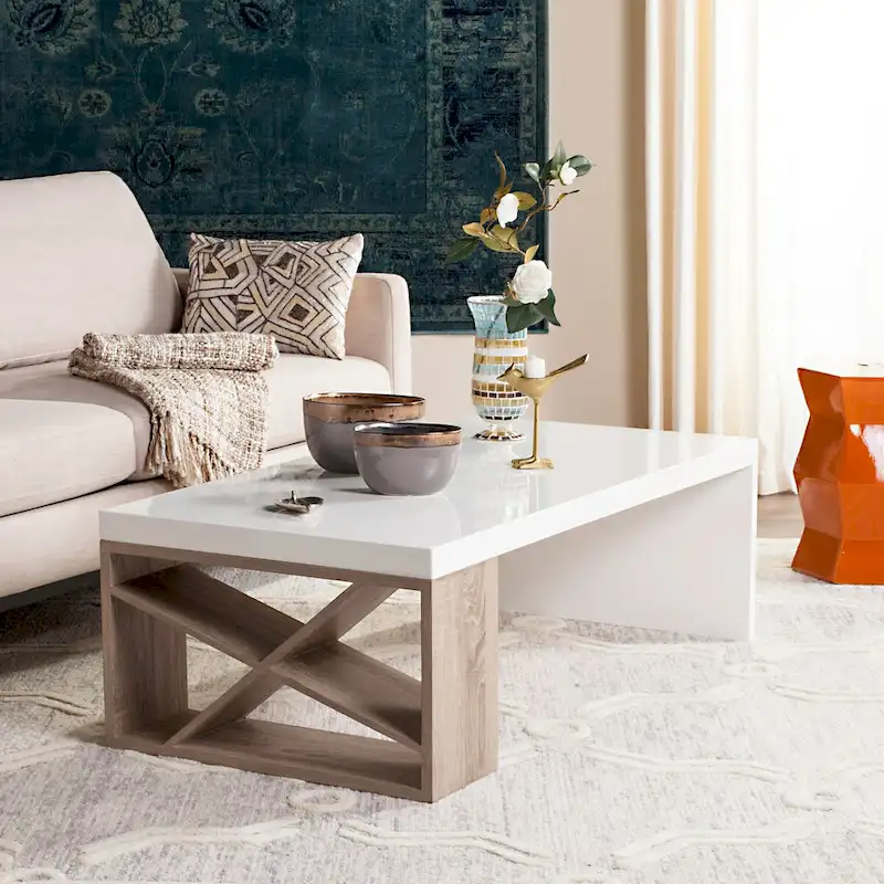 Shelva Scandinavian Side Storage Lacquer Coffee Table - 47.3   x 23.5   x 15   - 47Wx24Dx15H
