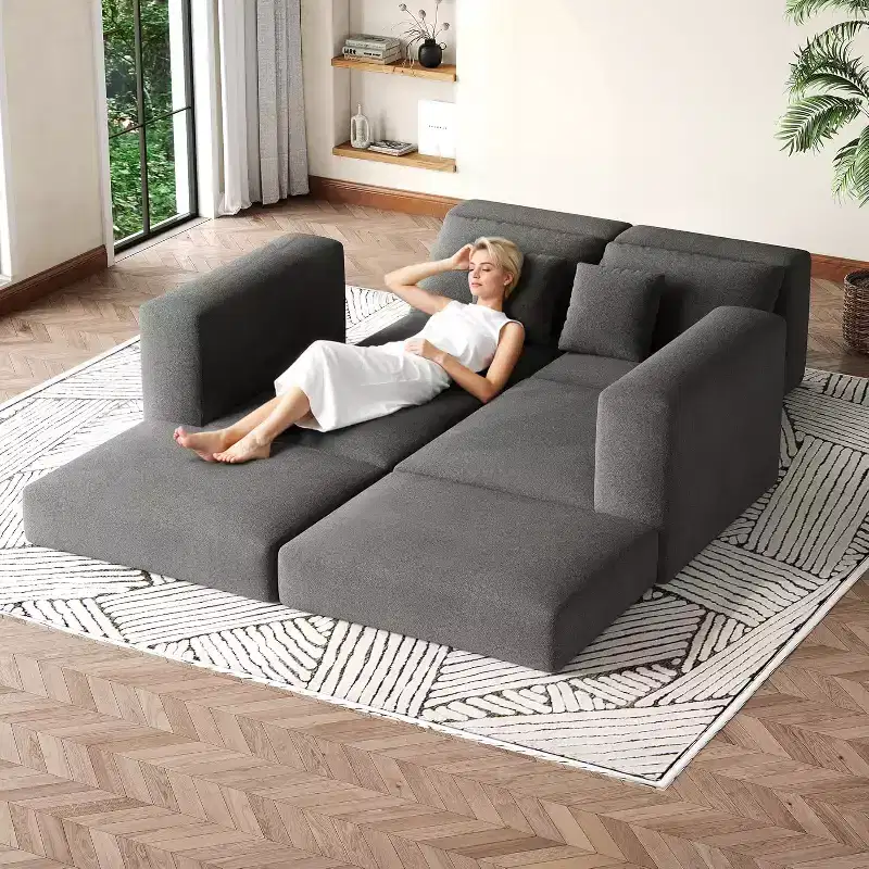 80 Modular Sectional Loveseat Sofa Bed, No-Assembly Boneless Cloud Couch, for Home, Living Room