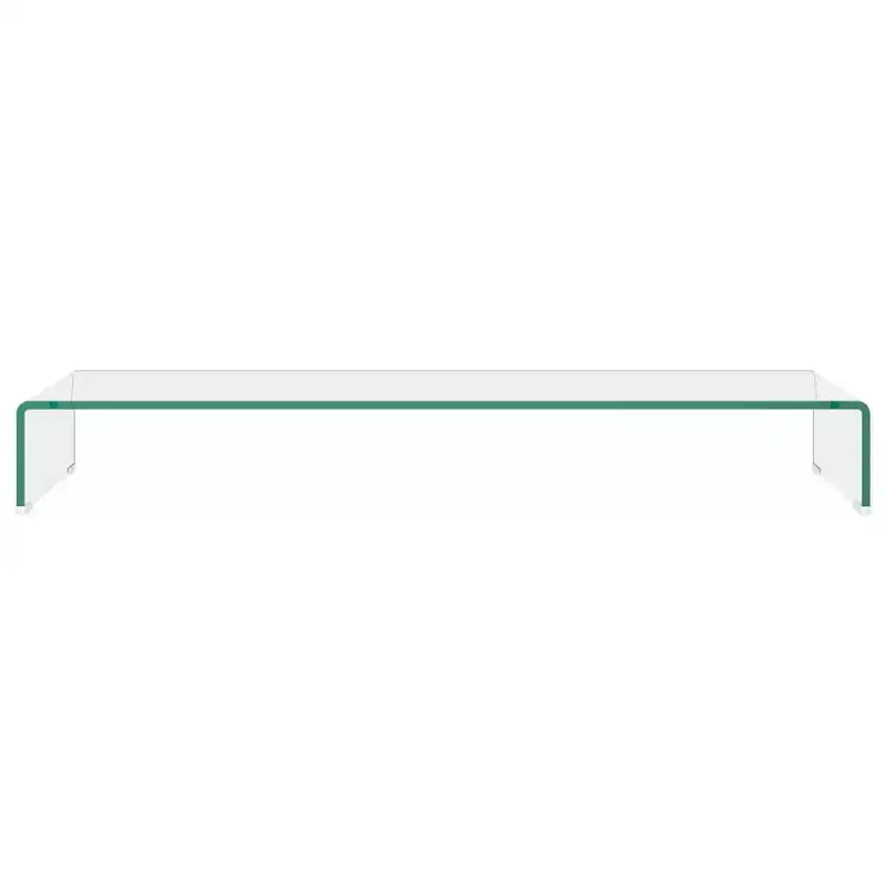 Tempered Glass TV Stand - Modern Monitor Stand Riser for Multimedia Devices, Streamlined TV Console with Storage, Clear