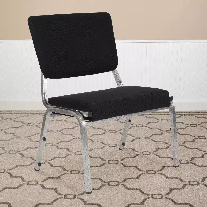 Black Armless Bariatric Chair, Single Seat, Stackable