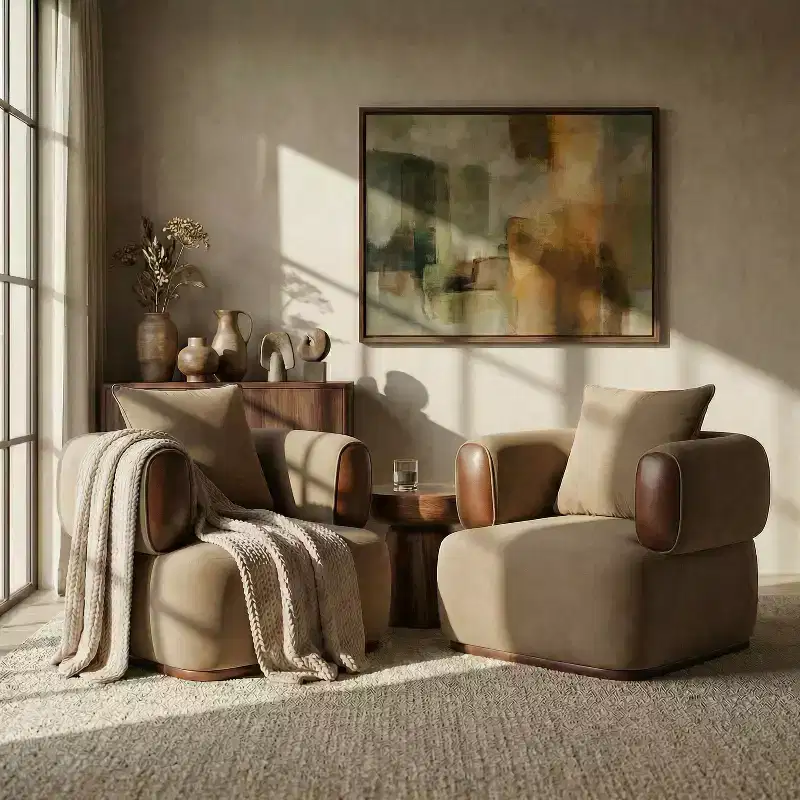 Christopher Knight Home Katia Modern Velvet Faux Leather Arm Chair with Pillow (Set of 2)