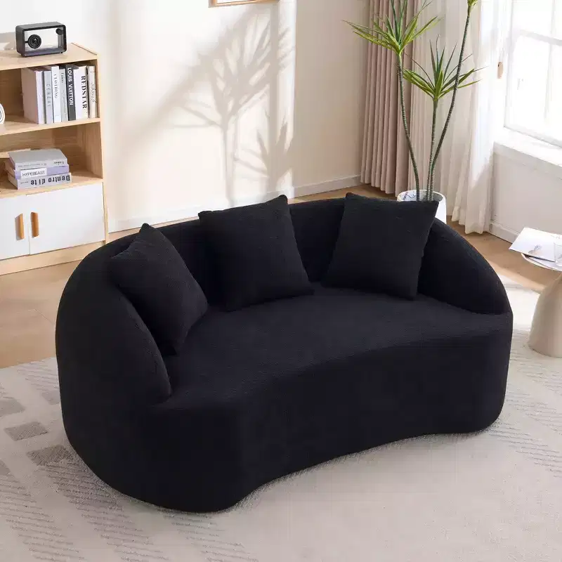 Whisen 55 Scratch-Resistant Chenille Curved Loveseat Full Compression Sofa Couch