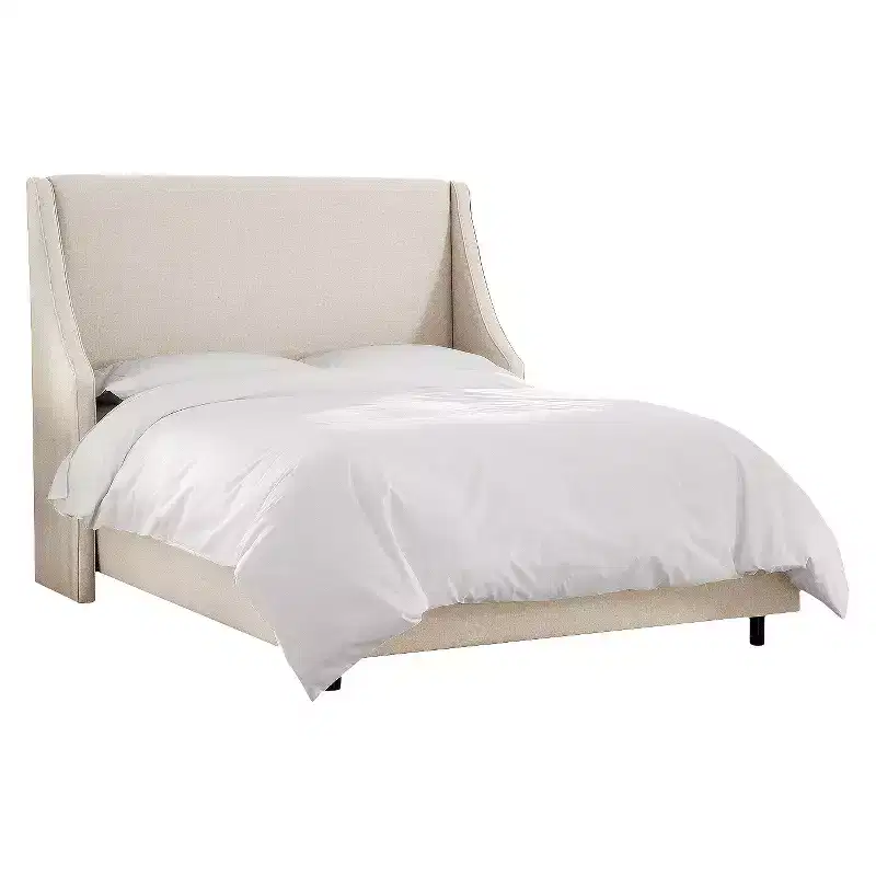 Skyline Furniture Dianna Swoop Arm Wingback Linen Bed