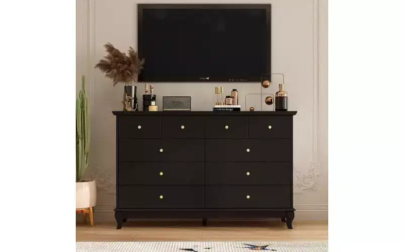 Famapy 10-Drawer Black Paint Finish Dresser Chest of Drawers Cabinet