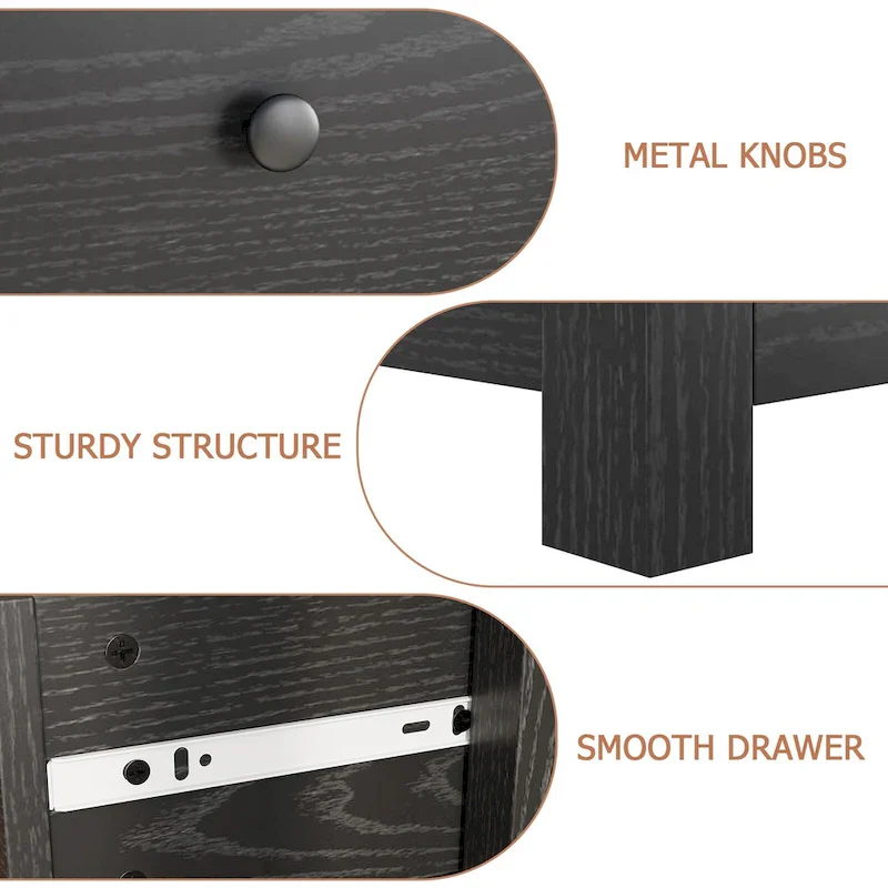 5-Drawer Bedroom Dresser – Modern Wood Grain Design, Solid Wood Legs, 29x16x37