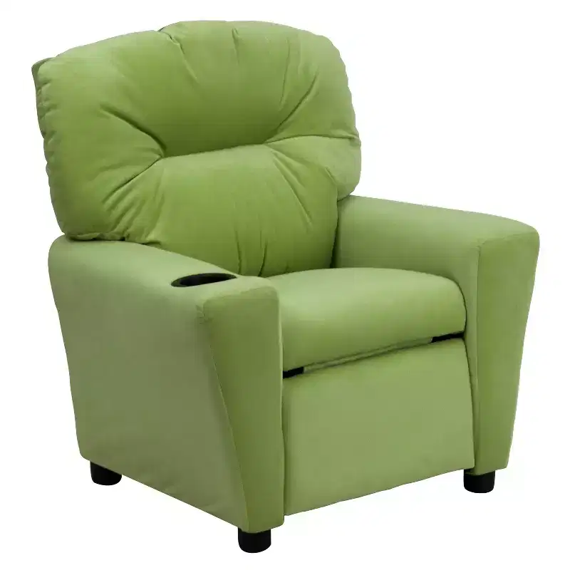 Emma and Oliver Contemporary Kids Recliner with Cup Holder
