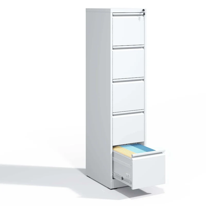 5-Drawers 14.96 W Metal Vertical File Cabinet with Lock Office Home Vertical File Cabinet for A4 Legal/Letter Size