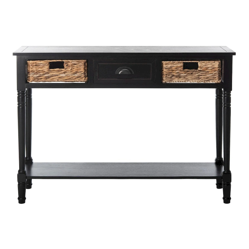 SAFAVIEH Evalena Distressed Black Console Storage Table - 44.5 x 13.4 x 31.5 - 45Wx13Dx32H