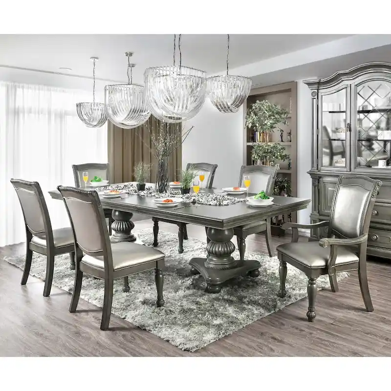 Tima Traditional Grey Faux Leather Dining Chairs (Set of 2) by Furniture of America