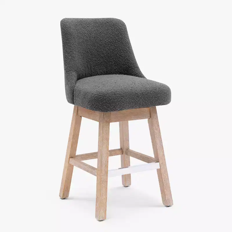 WestinTrends 26 Upholstered Swivel Counter Height Bar Stool, Gray